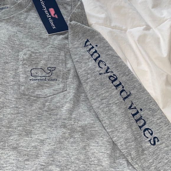 Not 4 Sale Vineyard vines long sleeved Pocket Vintage Whale Gray t-shirt Size 7 - Picture 5 of 8